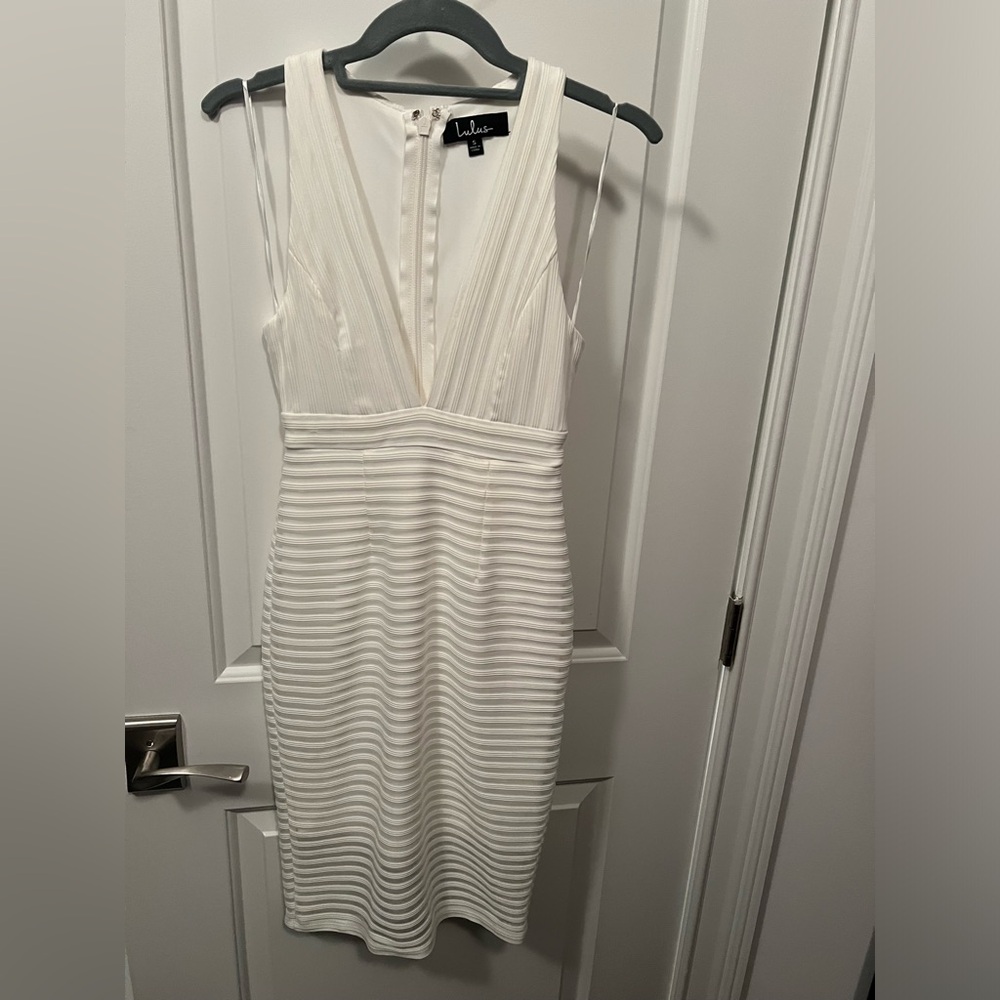 Lulus White Deep V Dress